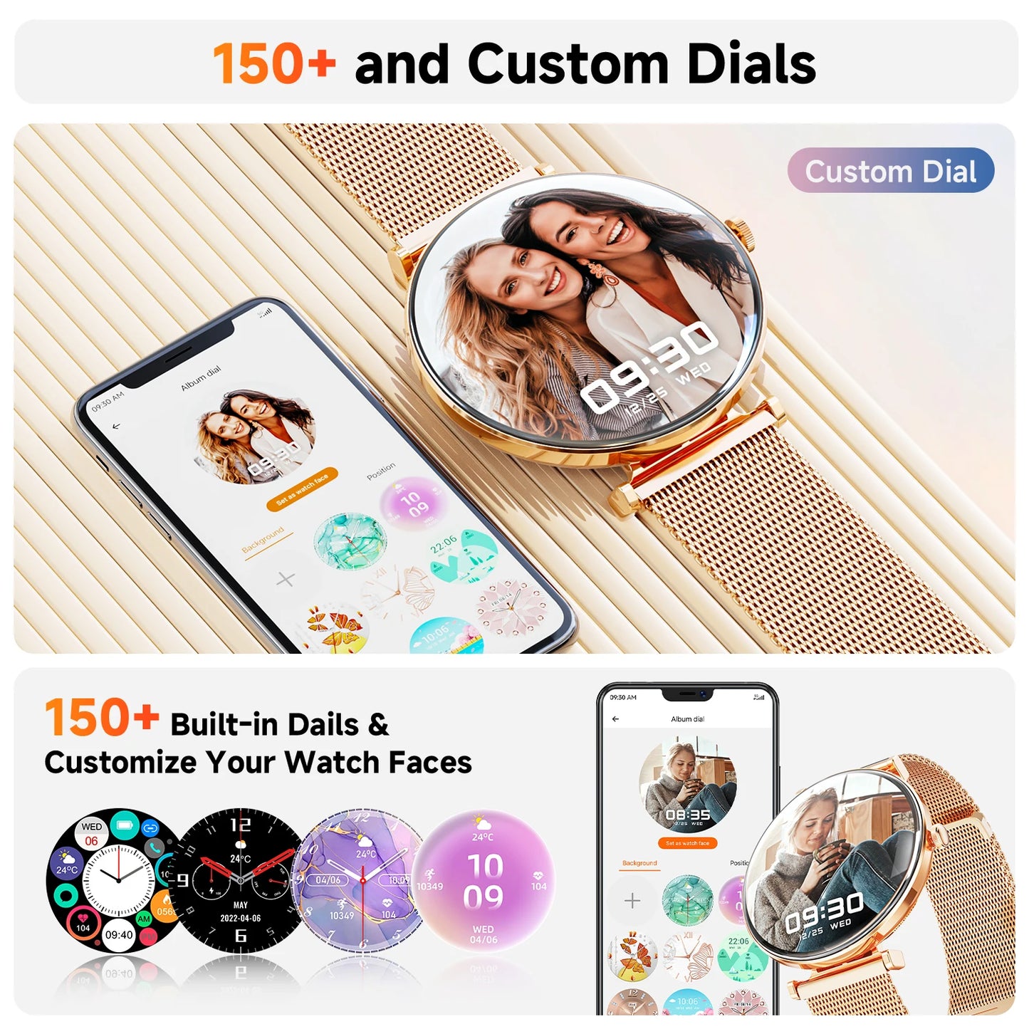 【 Amoled 】 2025 Women'S Smart Watch, 1.43 Hd Screen, Ip68 Waterproof Sports Fitness Watch, With Heart Rate, Suitable For Android