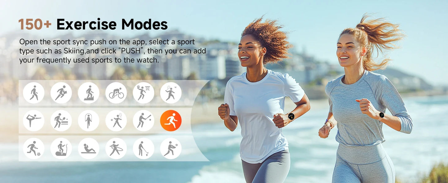 【 Amoled 】 2025 Women'S Smart Watch, 1.43 Hd Screen, Ip68 Waterproof Sports Fitness Watch, With Heart Rate, Suitable For Android