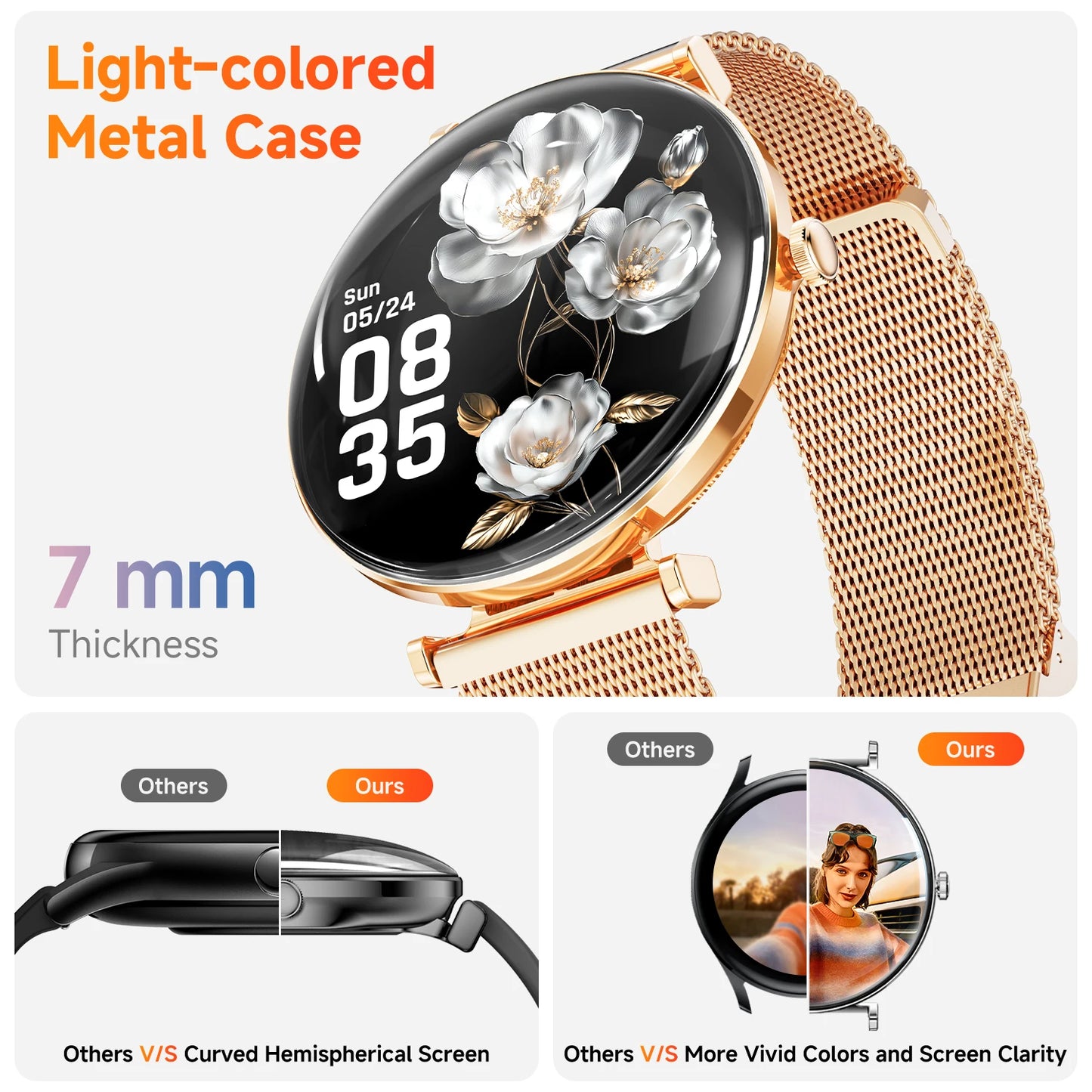 【 Amoled 】 2025 Women'S Smart Watch, 1.43 Hd Screen, Ip68 Waterproof Sports Fitness Watch, With Heart Rate, Suitable For Android
