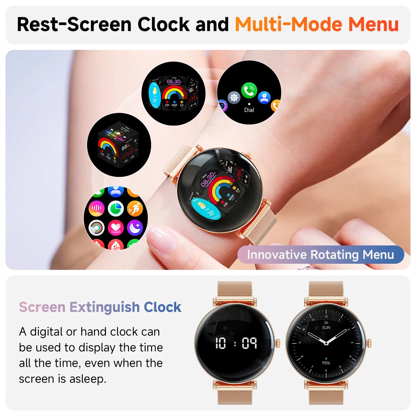 【 Amoled 】 2025 Women'S Smart Watch, 1.43 Hd Screen, Ip68 Waterproof Sports Fitness Watch, With Heart Rate, Suitable For Android