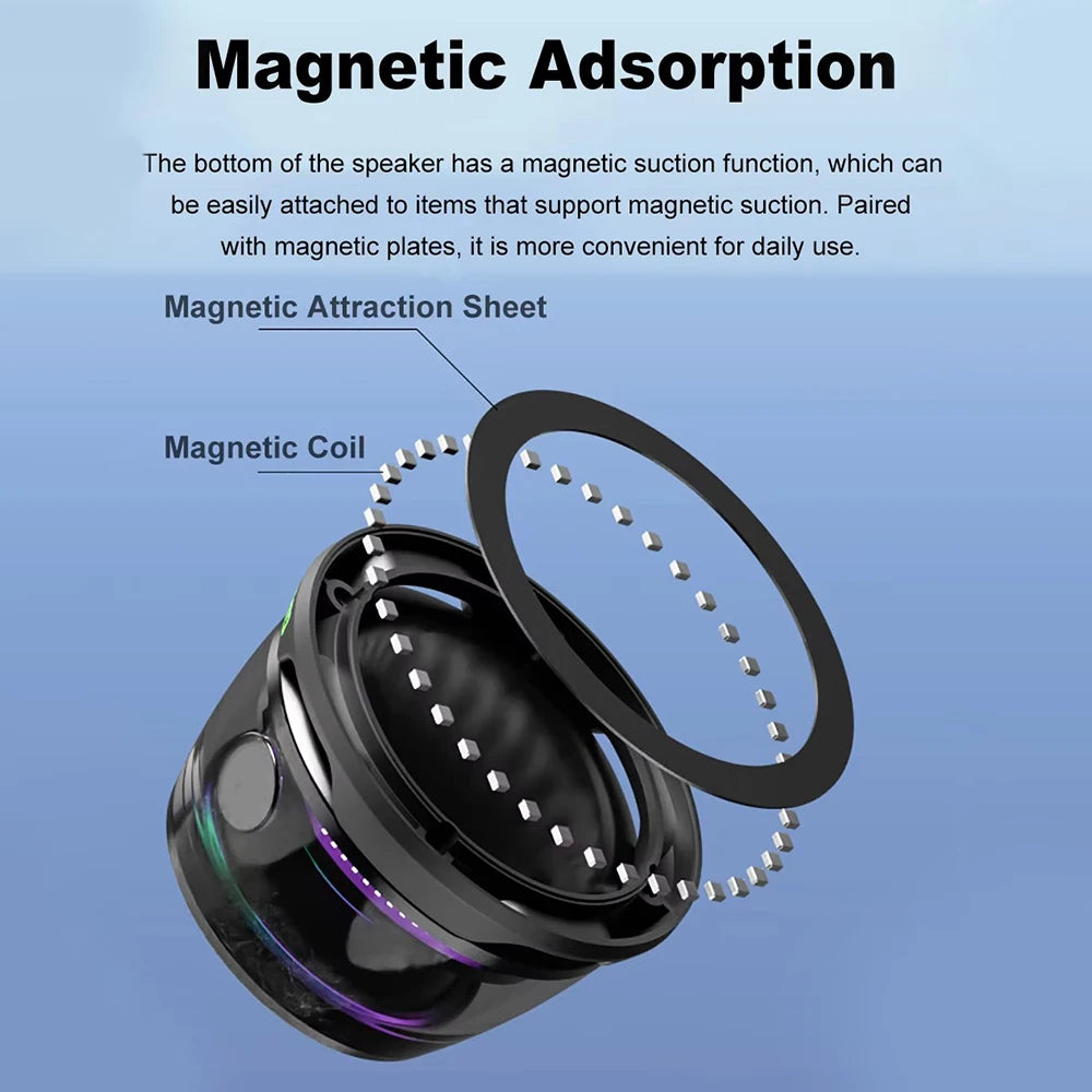 G200 Magnetic Portable Bluetooth 5.3 Speaker Mini Sound Box Multifunctional LED Color Light Stereo Soundbar Wireless Loudspeaker
