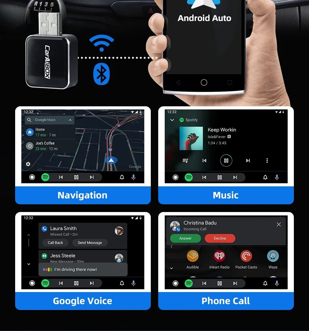 2 in1 CarPlay Adapter for Apple iOS Android Wireless Carplay Mini AI Box USB Type C Fast Connection Wired to Wireless Plug