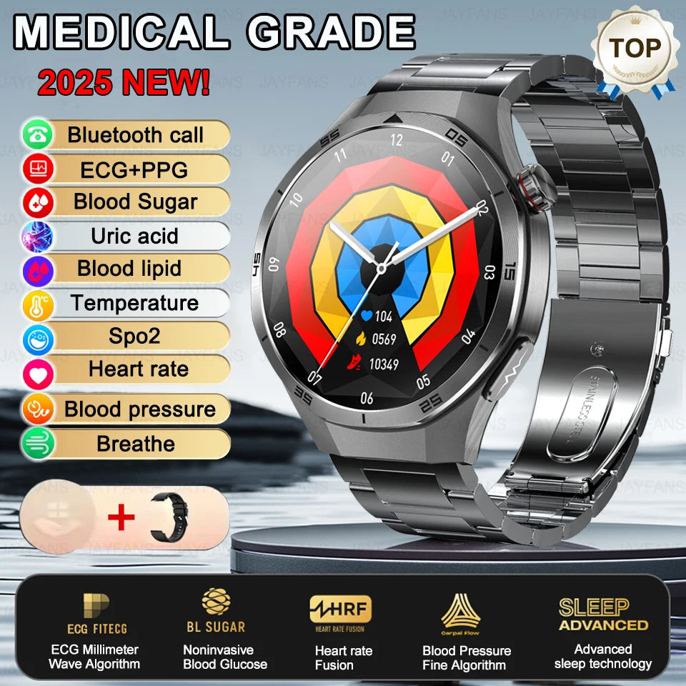 2025 New For HUAWEI Medical Grade Blood Fat Smartwatch ECG Bluetooth call Uric Acid Blood Pressure Health Monitoring Smart Watch