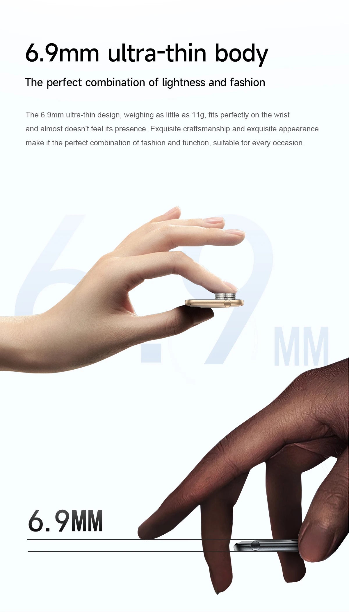 New For Women. Ultra Thin Smartwatch Bluetooth Call 1.85inch AMOLED IP68 Waterproof Heart Rate Sports Track Smart Bracelet