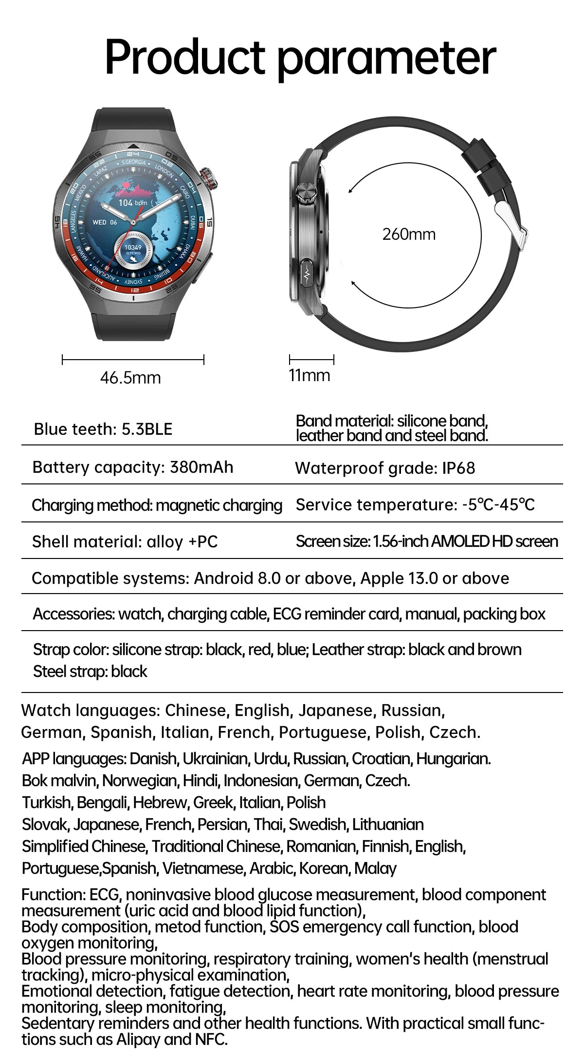 2025 New For HUAWEI Medical Grade Blood Fat Smartwatch ECG Bluetooth call Uric Acid Blood Pressure Health Monitoring Smart Watch
