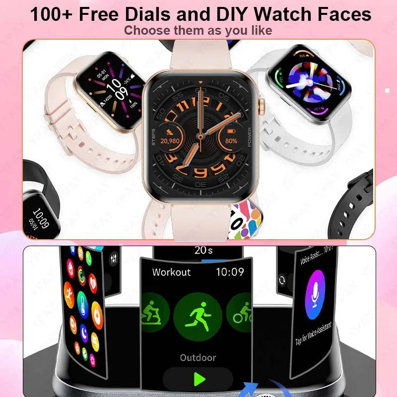 New For Women. Ultra Thin Smartwatch Bluetooth Call 1.85inch AMOLED IP68 Waterproof Heart Rate Sports Track Smart Bracelet