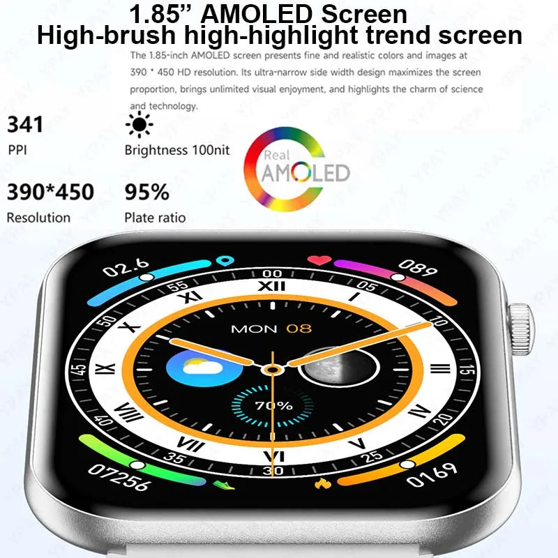 New For Women. Ultra Thin Smartwatch Bluetooth Call 1.85inch AMOLED IP68 Waterproof Heart Rate Sports Track Smart Bracelet