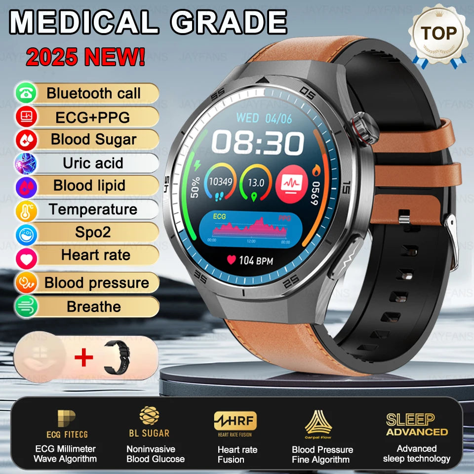 2025 New For HUAWEI Medical Grade Blood Fat Smartwatch ECG Bluetooth call Uric Acid Blood Pressure Health Monitoring Smart Watch