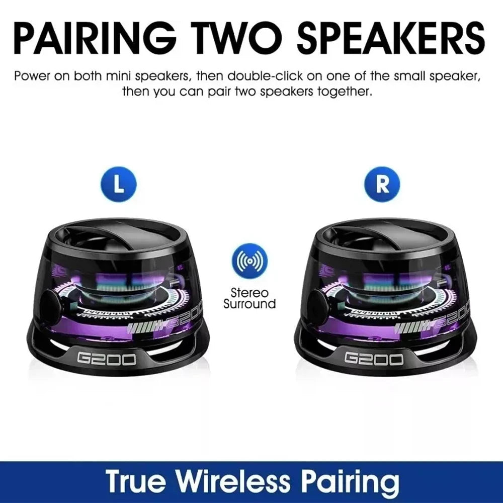 G200 Magnetic Portable Bluetooth 5.3 Speaker Mini Sound Box Multifunctional LED Color Light Stereo Soundbar Wireless Loudspeaker