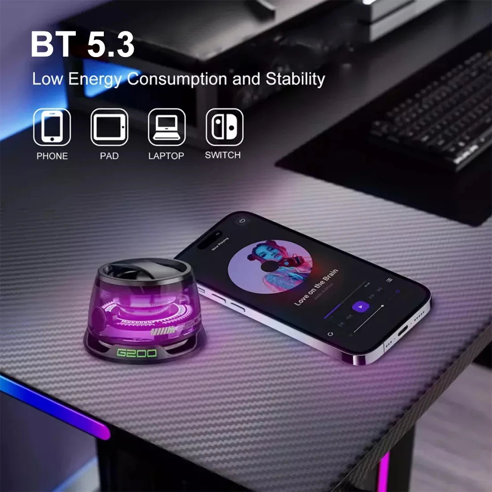 G200 Magnetic Portable Bluetooth 5.3 Speaker Mini Sound Box Multifunctional LED Color Light Stereo Soundbar Wireless Loudspeaker