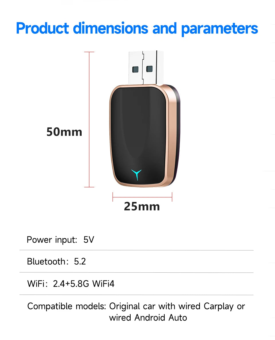 NEW 2 In 1 Wireless Carplay AI Box Android Auto Plug And Play 2025 5G WIFI For iphone Android Phone Wired Carplay To Wireless