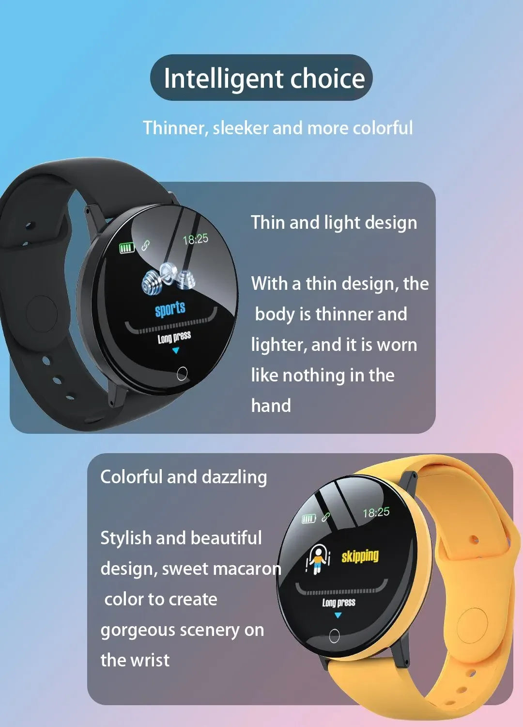 D18 Smartwatch Circular Color Screen With Multiple Sports Modes Call Information Reminder Photo Taking Music Smart Bracelet New