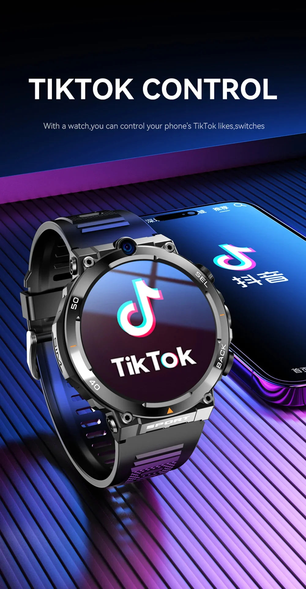 1.39-inch 4G Network SIM Card Smart Watch Dual Camera GPS Wifi NFC Rugged 64G-ROM Google Play IP67 Android Men Women Smartwatch
