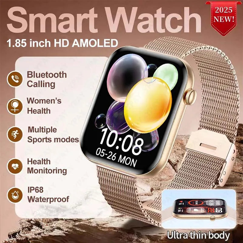 New For Women. Ultra Thin Smartwatch Bluetooth Call 1.85inch AMOLED IP68 Waterproof Heart Rate Sports Track Smart Bracelet