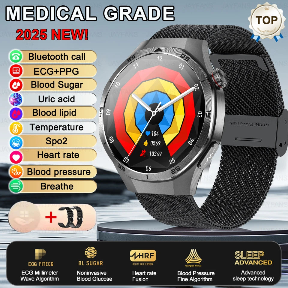 2025 New For HUAWEI Medical Grade Blood Fat Smartwatch ECG Bluetooth call Uric Acid Blood Pressure Health Monitoring Smart Watch