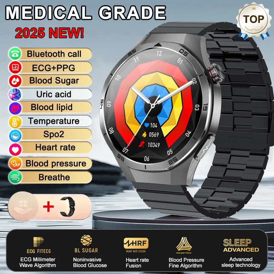 2025 New For HUAWEI Medical Grade Blood Fat Smartwatch ECG Bluetooth call Uric Acid Blood Pressure Health Monitoring Smart Watch