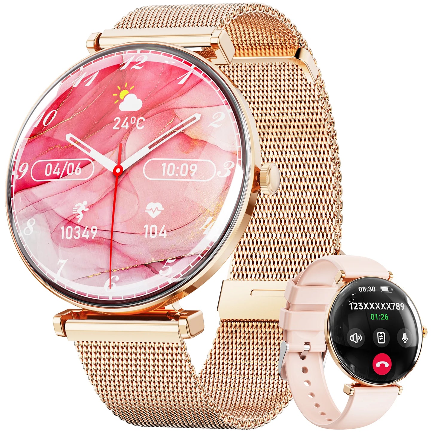 【 Amoled 】 2025 Women'S Smart Watch, 1.43 Hd Screen, Ip68 Waterproof Sports Fitness Watch, With Heart Rate, Suitable For Android