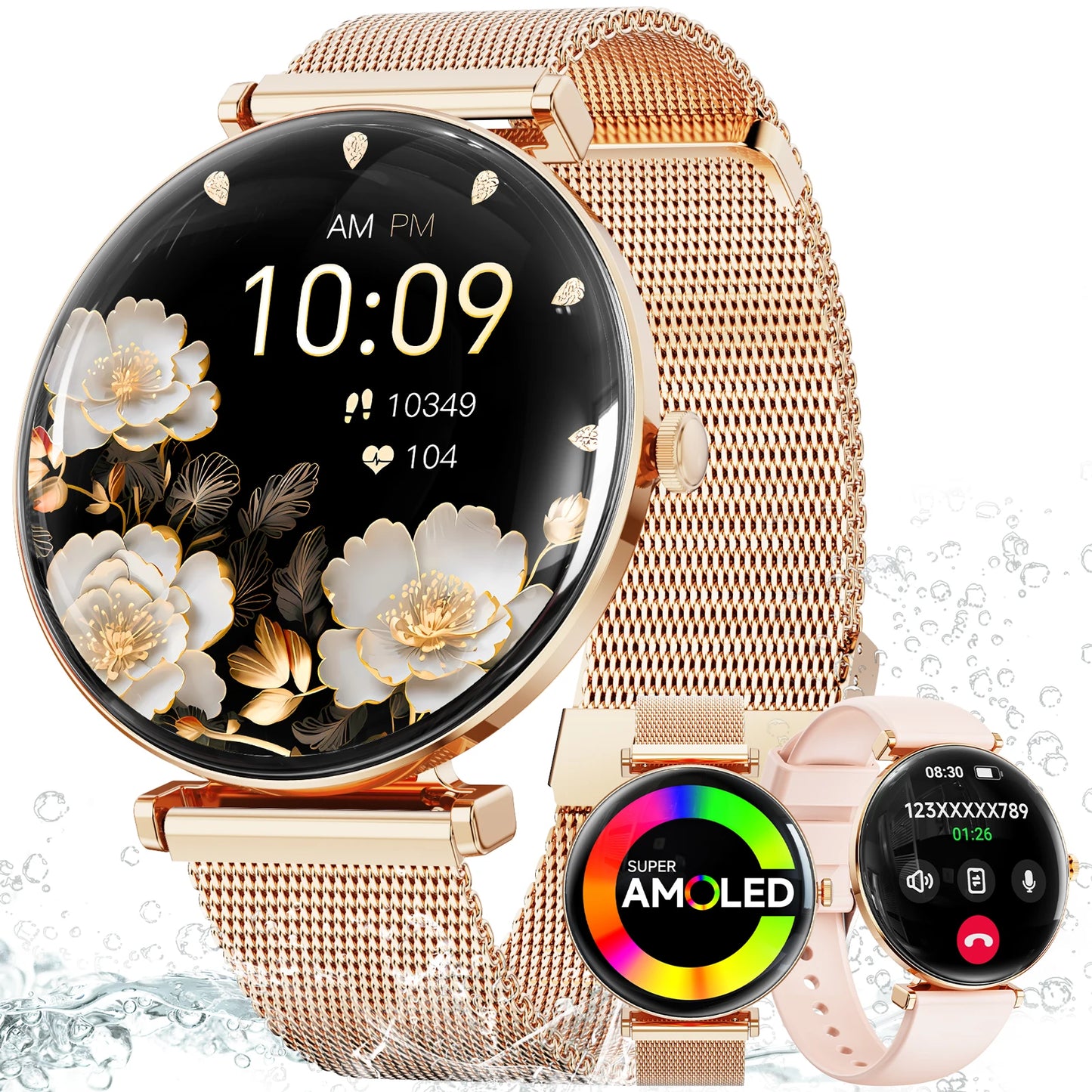 【 Amoled 】 2025 Women'S Smart Watch, 1.43 Hd Screen, Ip68 Waterproof Sports Fitness Watch, With Heart Rate, Suitable For Android