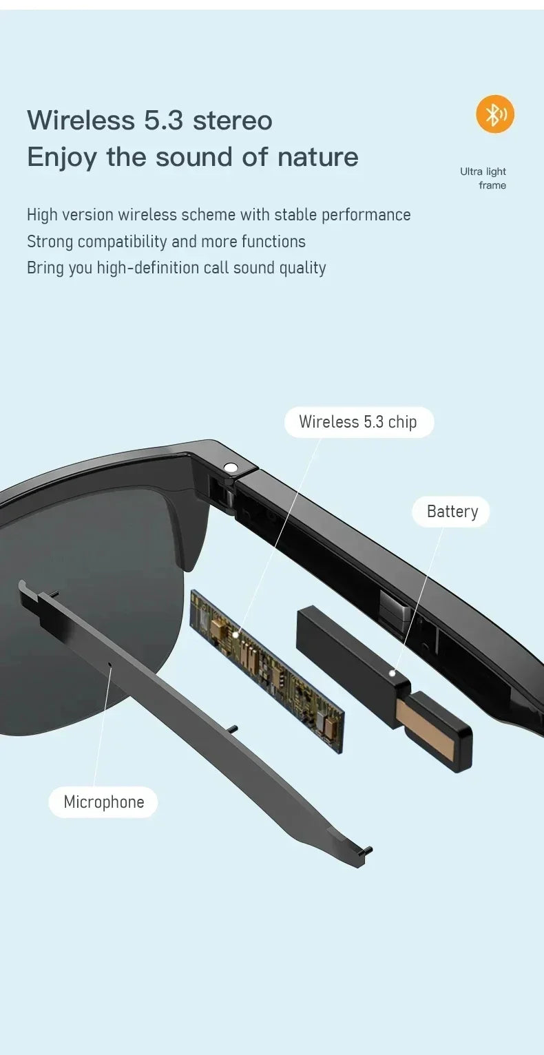 Xiaomi Smart Sunglasses Glasses Bluetooth Call AI Intelligent Headphones HIFI Blue Light Waterproof Anti-UV For Men Women Gift