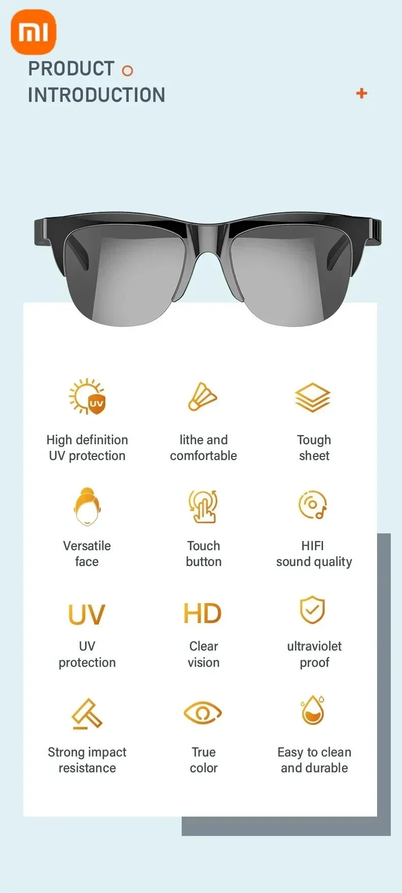 Xiaomi Smart Sunglasses Glasses Bluetooth Call AI Intelligent Headphones HIFI Blue Light Waterproof Anti-UV For Men Women Gift